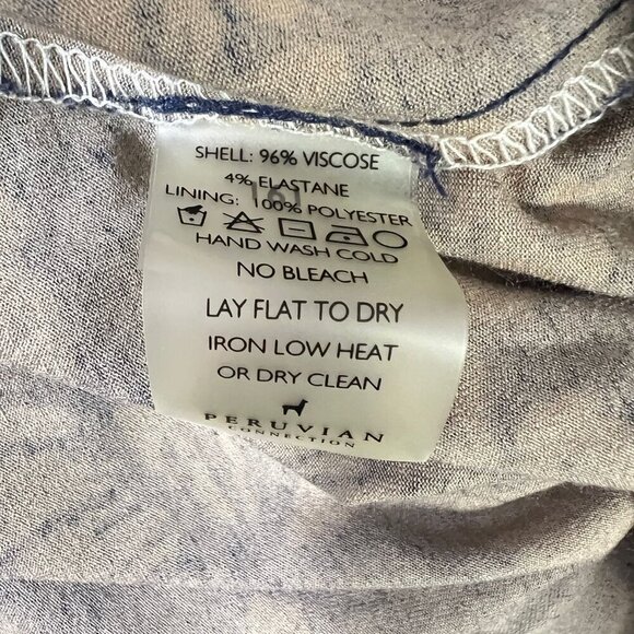 Peruvian Connection Blue Baroque Floral Dress XL Midi Pockets Viscose Jersey - Picture 8 of 8